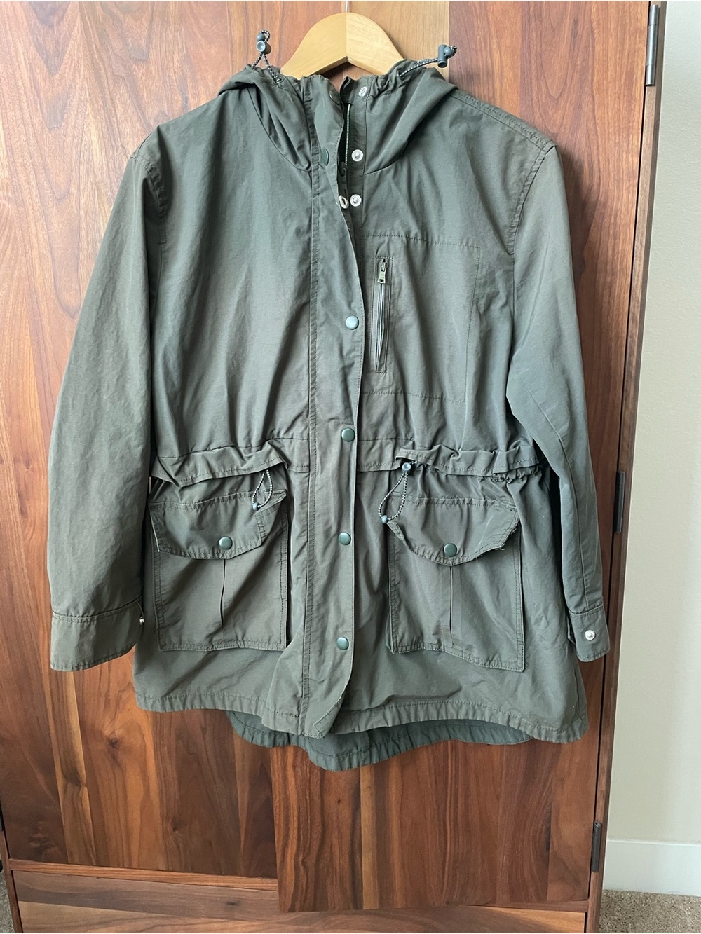 Women's J.Crew Olive Green Hooded Anorak Jacket